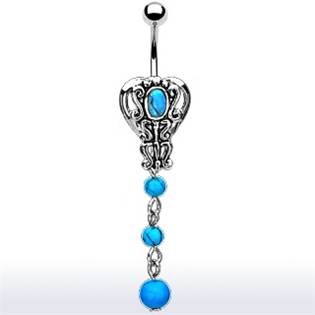 Šperky4U Piercing do pupíku se syntetickými tyrkysy - WP01023