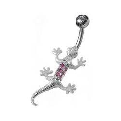 Šperky4U Stříbrný piercing do pupíku - ještěrka - BP01284-P