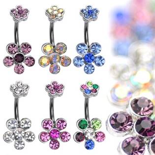 Šperky4U Piercing do pupíku - kytičky - WP01055-AB