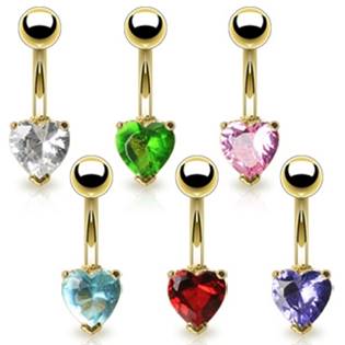 Šperky4U Piercing do pupíku - srdíčko - WP01016-G