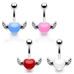 Šperky4U Piercing do pupíku - okřídlené srdce - WP01001-W