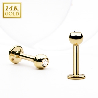 Zlatý piercing do brady - labreta zirkon, Au 585/1000 ZL01104-1210-YG