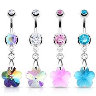 Šperky4U Piercing do pupíku - kytička - WP01297-P