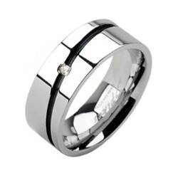 Spikes USA Pánský snubní ocelový prsten, šíře 8 mm, vel. 67 - velikost 67 - OPR1389-67