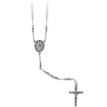 Oceľový náhrdelník - ruženec s krížom
