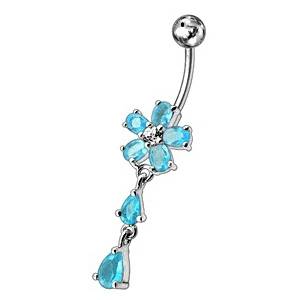 Šperky4U Stříbrný piercing do pupíku - kytička - BP01011-Q