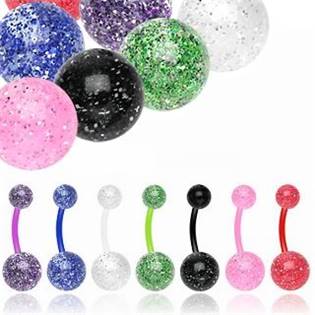 Šperky4U Piercing do pupíku - banánek se třpytkami - BA01049-C