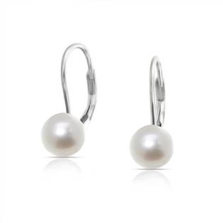 NBP1003 Stříbrné perlové náušnice - přírodní bílé perly 7,5 mm