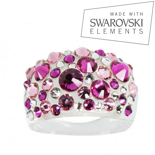 Prsteň s kryštálmi Crystals from Swarovski ®, Fuchsia