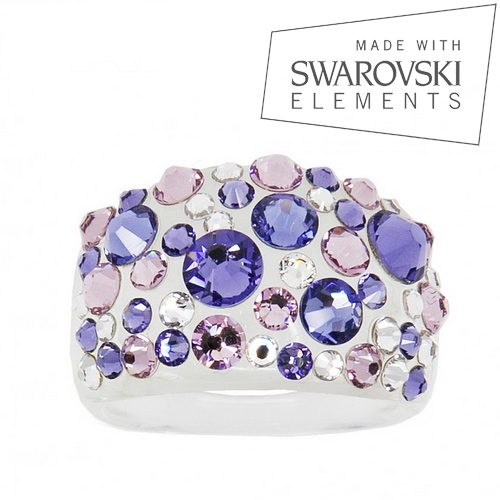 Prsteň s kryštálmi Crystals from Swarovski ®, Tanzanite