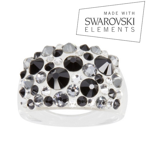 Prsteň s kryštálmi Crystals from Swarovski ®, Jet