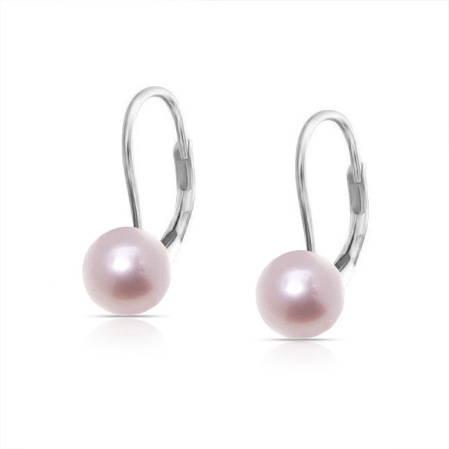 Stříbrné perlové náušnice - přírodní růžovofialové perly 7,5 mm NBP1005