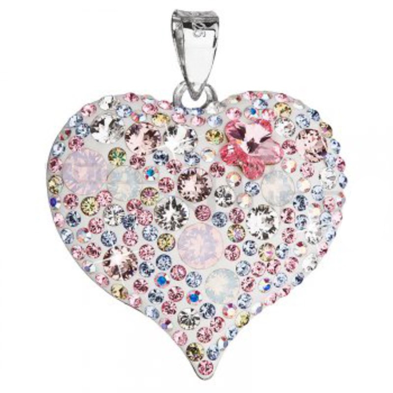 Strieborný prívesok srdce s kryštálmi Crystals from Swarovski ®, Magic Rose