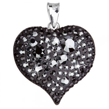 Strieborný prívesok srdce s kryštálmi Crystals from Swarovski ®, farba: hematitu