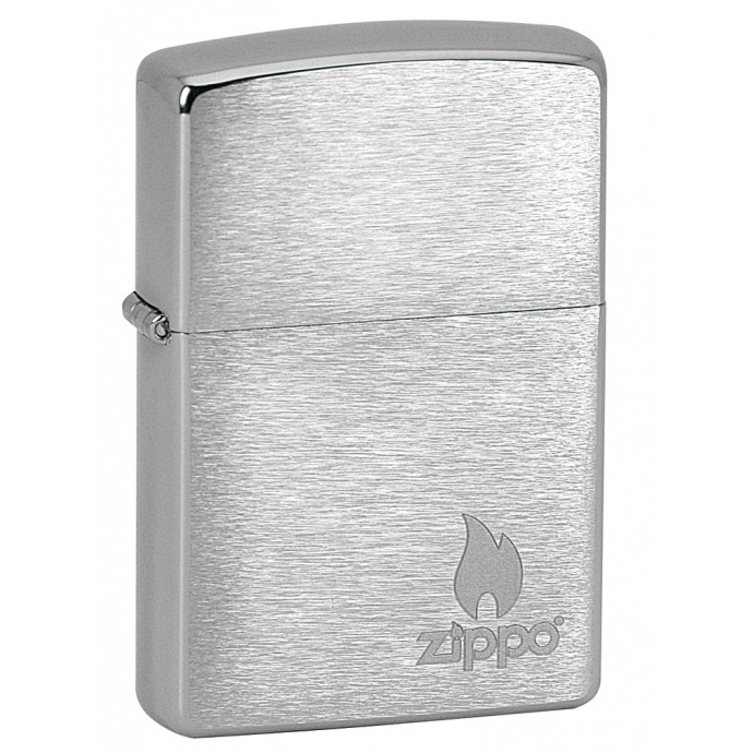 ZIPPO Logo & Flame - benzínový zapaľovač brúsený