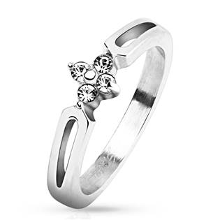 Zásnubní ocelový prsten se zirkony OPR1550