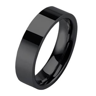 NUBIS® Wolframový prsten černý, šíře 6 mm - velikost 67 - NWF1039-67