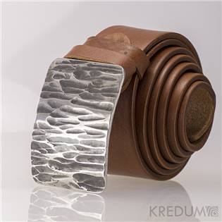 KREDUM® Hynek Kalista Kožený opasek - kovaná nerezová spona - Mistr 4X Kant, barva skořicově hnědá - KS7002C