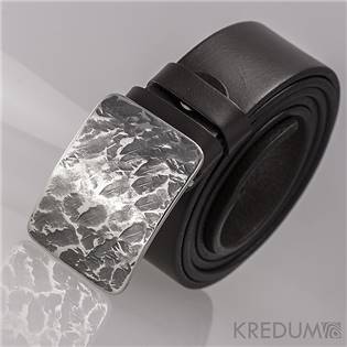 KREDUM® Hynek Kalista Kožený opasek - kovaná nerezová spona - Mistr 4X Archeos, barva černá - KS7004A