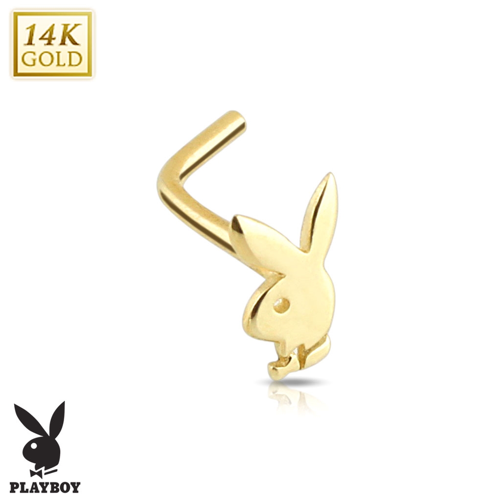 Zlatý piercing do nosu - Playboy, Au 585/1000 ZL01023-YG