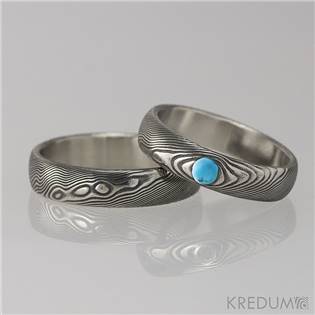 KREDUM® Hynek Kalista Dámský snubní prsten damasteel PRIMA s tyrkysem - velikost 51 - KS1051-TK-51