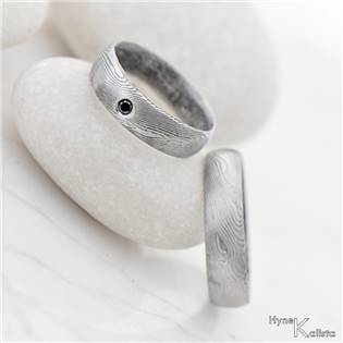 KREDUM® Hynek Kalista KS1001 Dámský prsten Damasteel černý diamant 1.5mm - velikost 57 - KS1001-K1.5-57