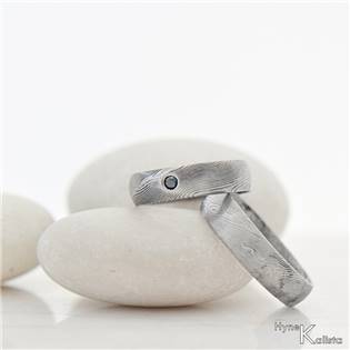 KREDUM® Hynek Kalista KS1001 Dámský prsten Damasteel černý diamant 1.7mm - velikost 47 - KS1001-K1.7-47