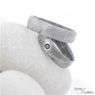 KREDUM® Hynek Kalista KS1001 Dámský prsten Damasteel černý diamant 2.0mm - velikost 50 - KS1001-K2.0-50