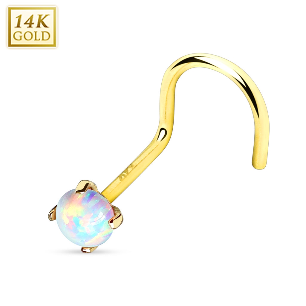 Zlatý piercing do nosu Opál, Au 585/1000 ZL01025-YG