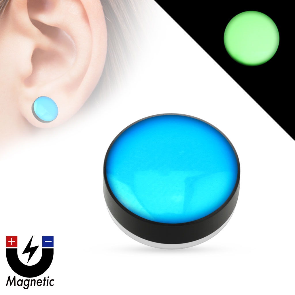 Piercing - magnetický plug do ucha, modrý