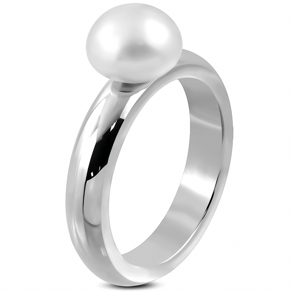 Oceľový prsteň s perličkou