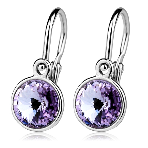 Zlaté detské náušnice s kameňmi Crystals from SWAROVSKI®, farba: Violet