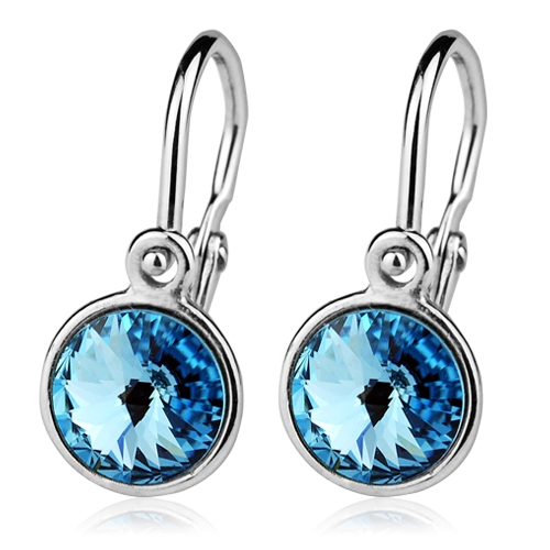 Zlaté detské náušnice s kameňmi Crystals from SWAROVSKI®, farba: Aquamarine