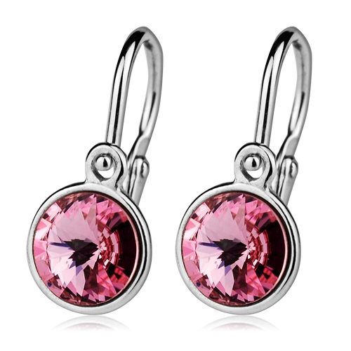 Zlaté detské náušnice s kameňmi Crystals from SWAROVSKI®, farba: Light Rose