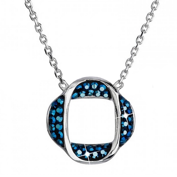 Stříbrný náhrdelník s Crystals from Swarovski® Metallic Blue EG4003-MB