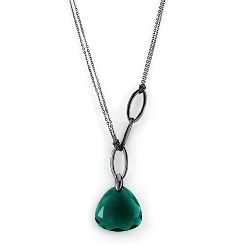 Dámsky oceľový náhrdelník - zelený kameň