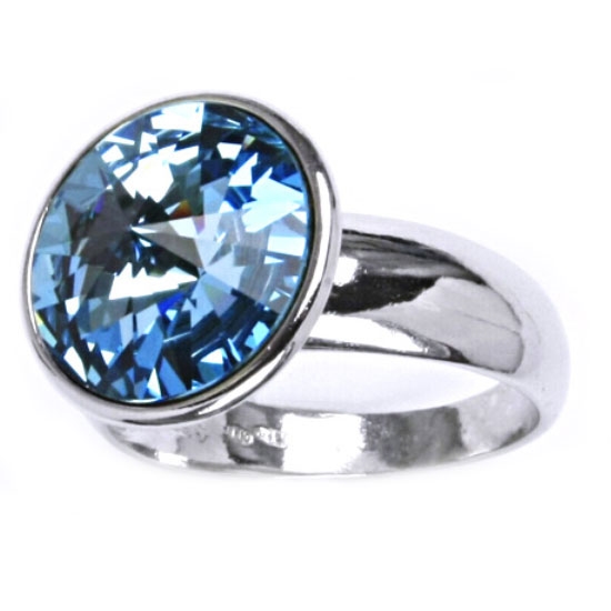 Strieborný prsteň s kameňom Crystals from SWAROVSKI®, farba: AQUAMARINE