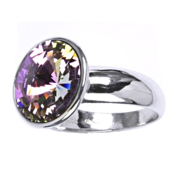 Strieborný prsteň s kameňom Crystals from SWAROVSKI®, farba: Light Vitrail