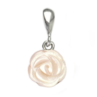 Strieborný prívesok - ruža prírodné perleť
