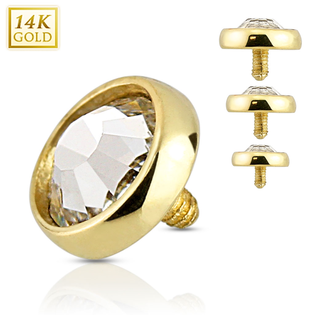 Zlatý piercing - dermál zirkon, Au 585/1000 ZL01038-04-YG