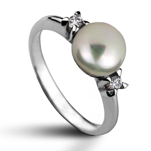 Strieborný prsteň s prírodnou perlou 7,5 mm