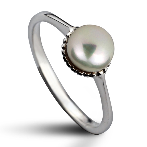 Strieborný prsteň s prírodnou perlou 5,5 mm