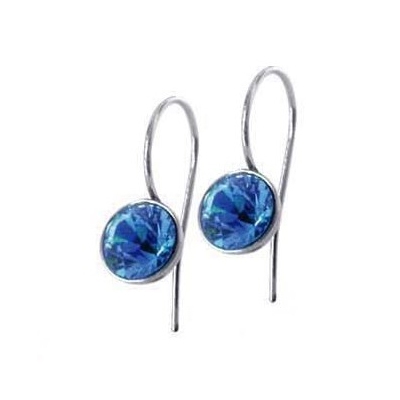 Oceľové náušnice s guľatými kryštálmi Swarovski ®, Blue