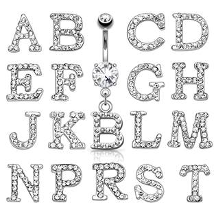 Šperky4U Piercing do pupíku - Iniciála - WP01216-S