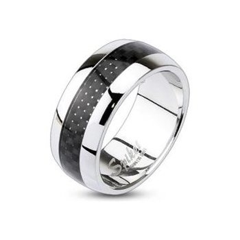 Oceľový prsteň s karbónom, šírka 7 mm