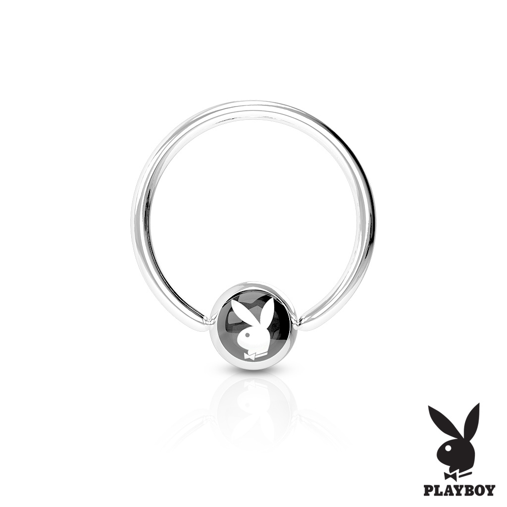 Piercing - kruh Playboy - čierny, 1,2 x 10 mm