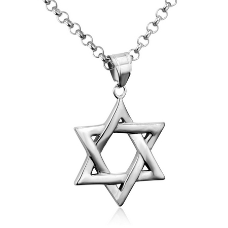 Oceľová retiazka s príveskom - Dávidova židovská hviezda
