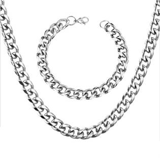 Šperky4U Pánský set ocelový řetízek a náramek, tl. 10 mm - VPSET0035