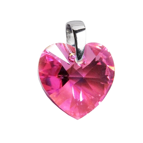 Strieborný prívesok srdce z dielne Crystals from Swarovski ® Pink