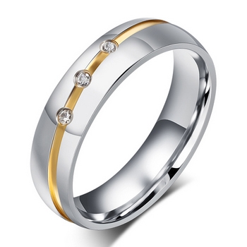 OPR0049 Dámsky oceľový prsteň so zirkónmi, šírka 6 mm